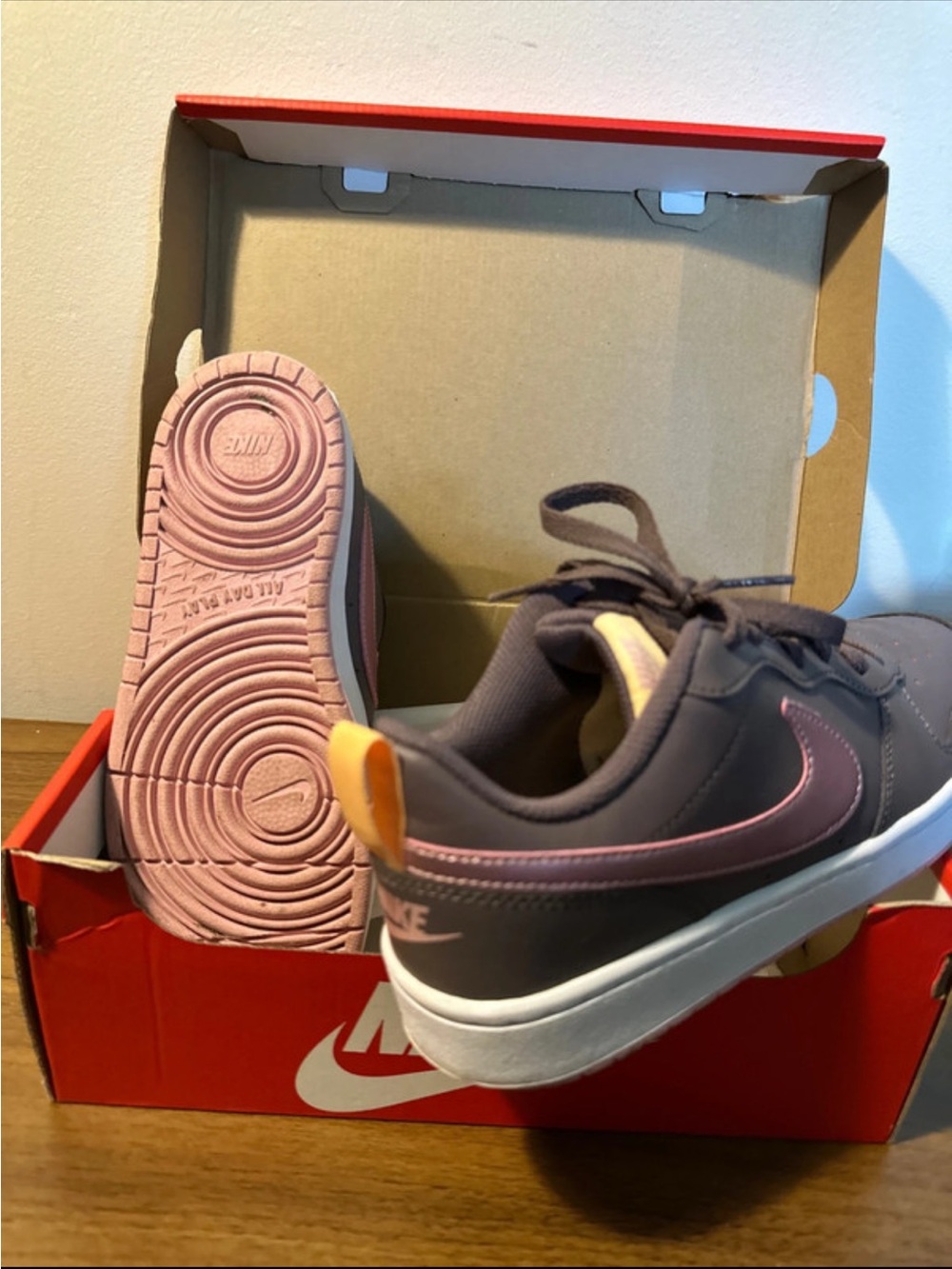 Nike Kids Pink-Accented Grey Low-Top Sneakers
